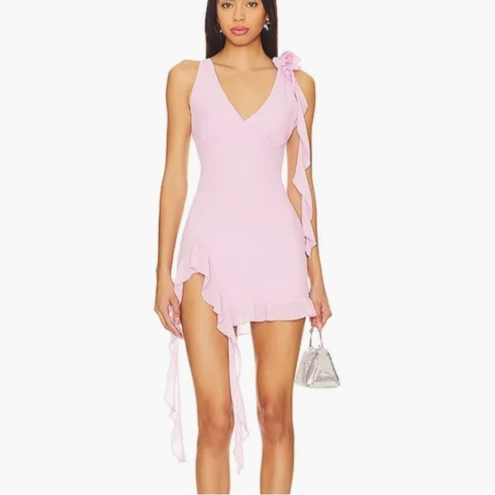 MORE TO COME Myla Mini Dress lilac purple ruffle mini chiffon Revolve M